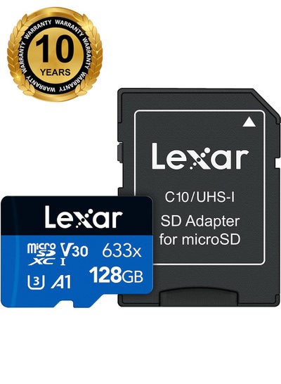 Buy Lexar 128GB High-Performance 633x UHS-I microSDXC Memory Card with SD Adapter - 10 years warranty - official distributor 128 GB in Egypt