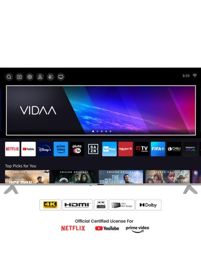 اشتري 85 Inch Diamond UHD VIDAA 4K Smart TV With VIDAA Voice Dolby Vision Bluetooth And WiFi (2024 Model) One Year Warranty UHD85VID Silver في الامارات