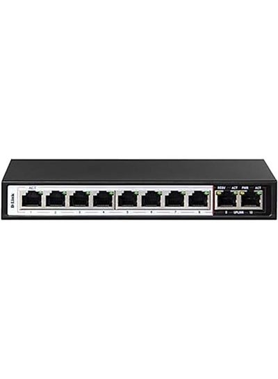 Buy 10 Port Long Range PoE + Surveillance Switch, 250m Transmission Distance, 10 Port 10/100 Mbps, 6kV Light Protection, 96 Watts PoE Budget, Flow Control, DES-F1010P-E Black in UAE