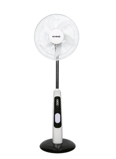 Buy Khind 14 Inch Rechargeable Table Fan with Remote, USB Charging Port, 8 LED Emergency Light, AC DC Solar Panel Chargeable, White 32 W SF16M5PEM-RC White in UAE