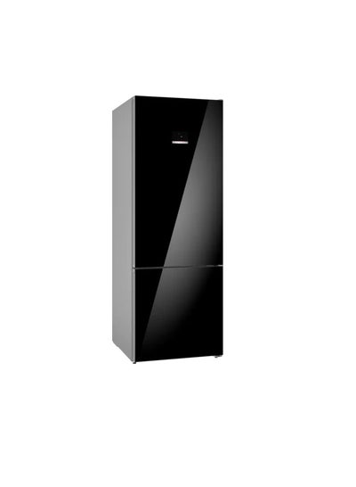 Buy Series 6, free-standing fridge with bottom freezer, glass door, 193 x 70 cm, 508 L KGN56LB3E9 Black in Egypt