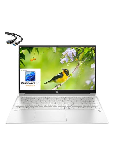 اشتري Pavilion 15 Laptop With 15.6-Inch FHD Display, Core i7-1255U Processor/16GB RAM/1TB SSD/Intel Iris XE Graphics/Windows 11 Pro + USB 3.0 Extension Cable English Natural Silver في الامارات