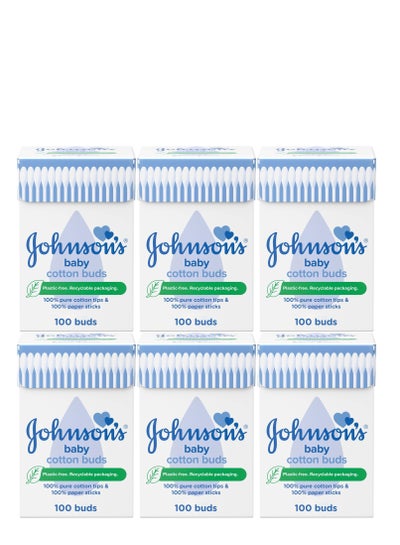 Buy 600-Piece Pack Of 6 Baby Cotton Buds (6 Packs Of 100) in Saudi Arabia