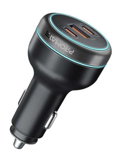 اشتري Car Charger 230W Power Delivery, Rapid Charger With Dual USB-C Port 140W / 45W, and USB-A 3.0 - 45W, for Laptop, Smartphone, PowerDrive-230 Black في السعودية