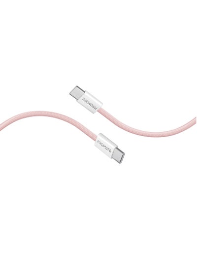 Buy USB-C Charging Cable, Powerful Sync Charge Type-C Cable with 60W Fast Power Delivery, 480Mbps Data Transfer and 200cm Tangle-Free Nylon Braided Cord, EcoLine-CC200 Pink in Saudi Arabia