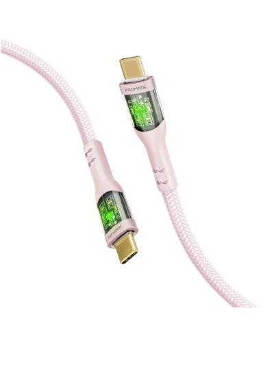 اشتري USB-C Charging Cable, Stylish Transparent Shelled Type-C Cable with 60W Fast Power Delivery, 480Mbps Data Transfer and Durable 120cm Nylon Braided Cord,  TransLine-CC Pink في السعودية