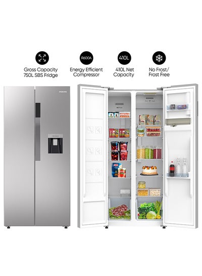 اشتري Gross/410L Net, Side By Side Double Door Refrigerator With Energy Effecient Inverter Compressor, Temp Display Mirror, High Efficient Defrosting, Steel Finish Body 750 L 474.5 kW NRF750SBSD5 Silver في الامارات