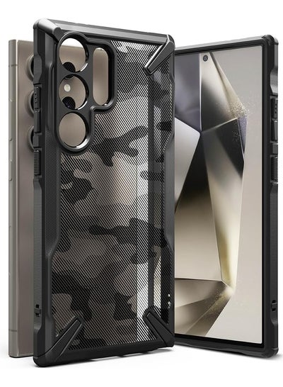 اشتري Fusion-X Compatible With Samsung Galaxy S24 Ultra 5G Case (2024), Clear Hard Back Cover Shockproof Protective Bumper Phone Cover For S24 Ultra Camo Black في مصر