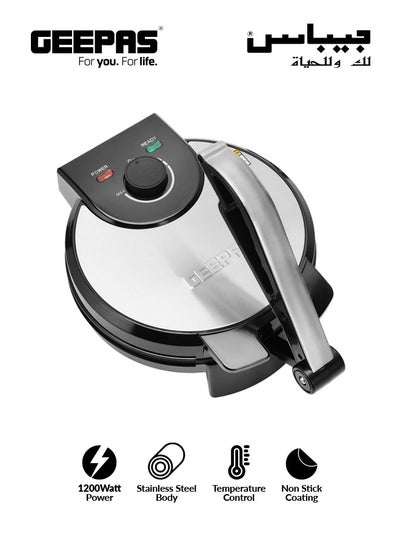 Buy 10-Inch Chapati Maker With Non-Stick Coating Plate And Automatic Temperature Control 1200 W GCM6125N Black/Silver in Saudi Arabia