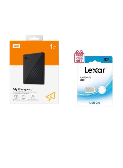 Buy 1TB My Passport Portable Hard Disk Drive, USB 3.0 with Lexar JumpDrive M22 USB Flash Drive 32GB USB 2.0 1 TB in Egypt