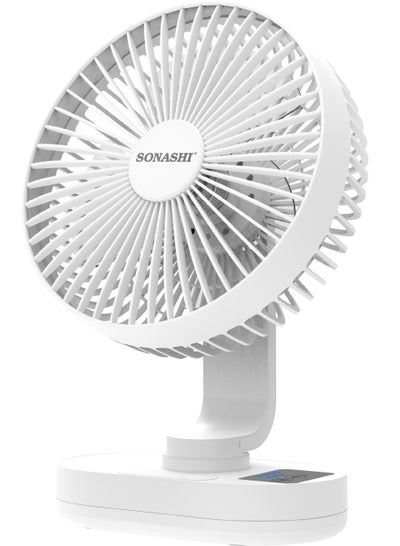 Buy 8" Rechargeable Fan With 90° Angle Adjust SRF-804 White in UAE