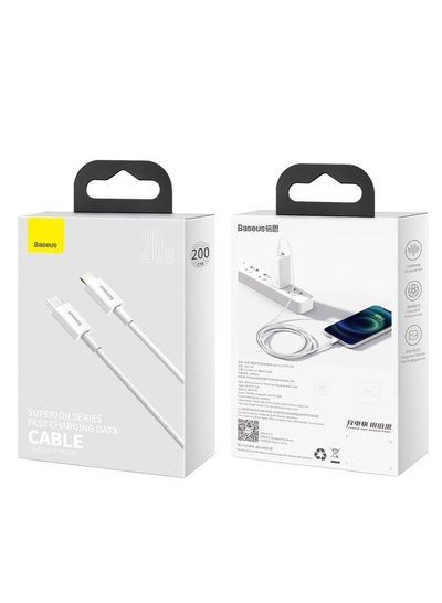 اشتري Baseus Superior Series Fast Charging Data Cable Type-C to iP PD 20W 2m White White في مصر