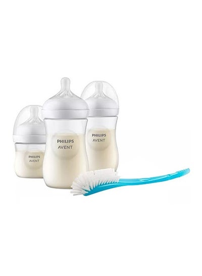 اشتري Natural 3.0 Feeding Newborn Gift Set With 3 Bottles And Brush - White في الامارات