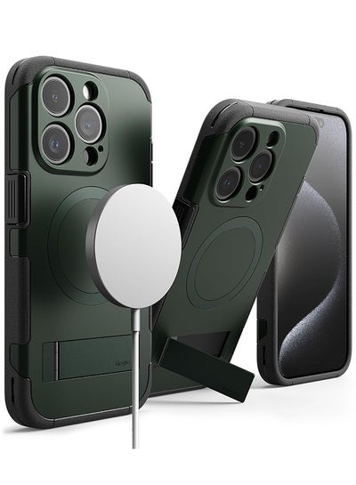 اشتري Alles Compatible With iPhone 15 Pro Max Case, Compatible With Magsafe Protective Case With Stand Powerful Magnetic Cover Precise Cutouts For Camera Lenses Phone Case Cover Dark Green في مصر