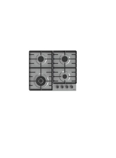 Buy Gas hob, 60 cm, stainless steel, 4 burners, front control, full safety, Gas control - GW642ABX Stainless Steel, in Egypt