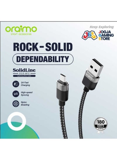 Buy OCD-M72 SolidLine 2A 1M Fast Charging Cable-Micro USB Black in Egypt
