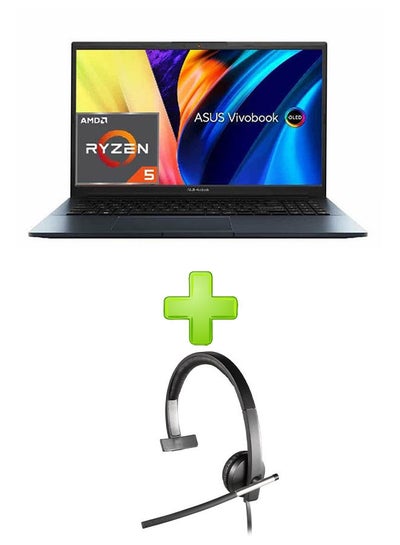 Buy D6500Qh-Oled005W Laptop With 15.6 Inch Fhd Ryzen 5 Processor 8 Gb Ram 512 Gigabyte Ssd 4 Gb Nvidia Geforce Rtx Series With H650E Mono Usb Headset - Business Series Black English/Arabic Blue in Egypt