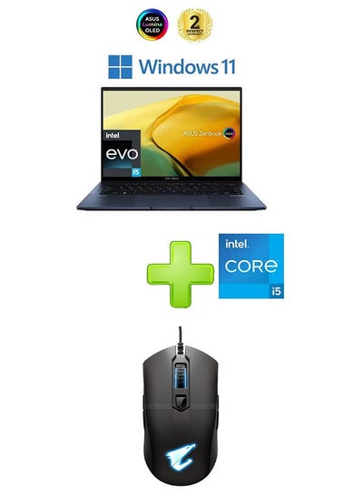 Buy Ux3402Za-Oled005W Laptop With 14 Inch Fhd Core I5 Processor 8 Gb Ram 512 Tb Ssd Intel Iris Xe Graphics With Gigabyte Aorus M4 Gaming Mouse Black English/Arabic Ponder Blue in Egypt