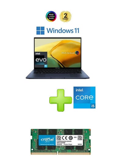 Buy Ux3402Za-Oled005W Laptop With 14 Inch FHD Core I5 Processor 8 Gb RAM 512 Tb SSD Intel Iris Xe Graphics With Crucial 8Gb RAM Ddr4 2666 Mhz Laptop Memory Cb8Gs2666 8 Gb English/Arabic Ponder Blue in Egypt