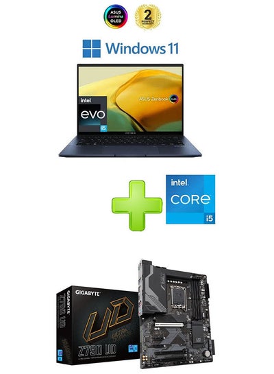 Buy Ux3402Za-Oled005W Laptop With 14 Inch Fhd Core I5 Processor 8 Gb Ram 512 Tb Ssd Intel Iris Xe Graphics With Gigabyte Z790 Ud (Rev. 1.0) Ddr5 Black Motherboard English/Arabic Ponder Blue in Egypt