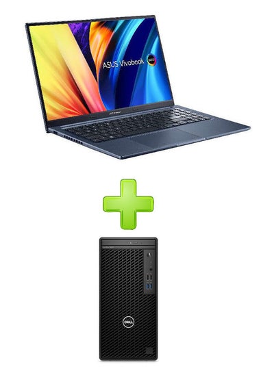 Buy Vivobook(X1503Za-Oled005W) Laptop With 15.6 Inch Fhd Core I5 12500H 8Gb Ram- 512 Ssd-Intel Iris  With Dell Optiplex 3000 Tower Pc Intel Core I3-12100 - 4Gb Ram - 256 Ssd - Intel Uhd Graphics - Keyboard + Mouse Black English/Arabic Quiet Blue in Egypt