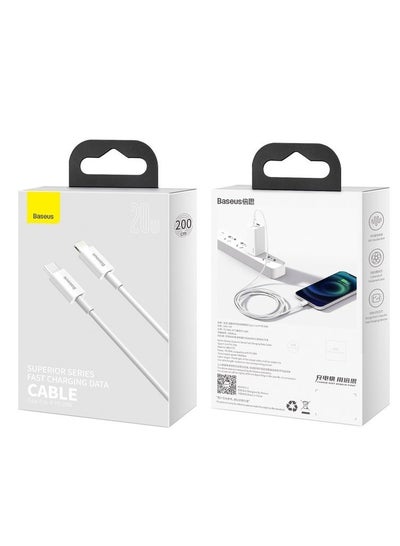 Buy Baseus Superior Series Fast Charging Data Cable Type-C to iP PD 20W 2m White in Egypt