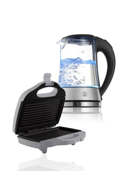 Buy Electric Water Kettle With Electric Sandwich Maker 1.7 L 2200 W E05329 White in Saudi Arabia