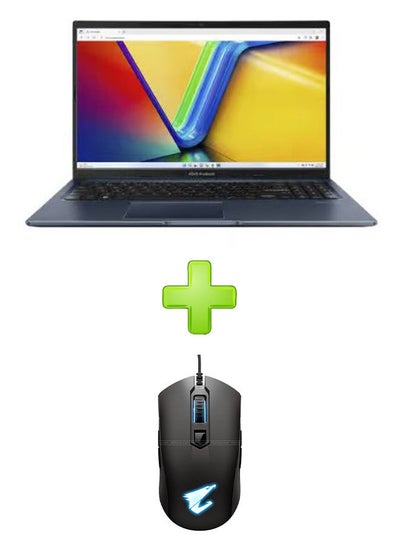 اشتري Vivobook 15 X1504Va-Nj005W Laptop With 15.6 Inch Fhd Intel Core I5-1335U, 512Gb Ssd, 8Gb Ram, Intel Uhd Graphics With Gigabyte Aorus M4 Gaming Mouse Black English/Arabic Blue في مصر