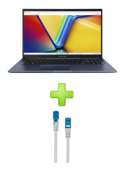 اشتري Vivobook 15 X1504Va-Nj005W Laptop With 15.6 Inch Fhd Intel Core I5-1335U, 512Gb Ssd, 8Gb Ram, Intel Uhd Graphics With Hp Cat6 Network Cable 3 Mtrs Grey-Blue English/Arabic Blue في مصر