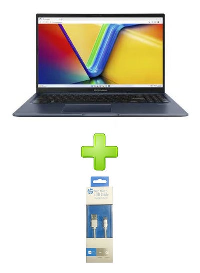 اشتري Vivobook 15 X1504Va-Nj005W Laptop With 15.6 Inch Fhd Intel Core I5-1335U, 512Gb Ssd, 8Gb Ram, Intel Uhd Graphics With Hp Pro Micro Usb Cable -2M -55712 White English/Arabic Blue في مصر