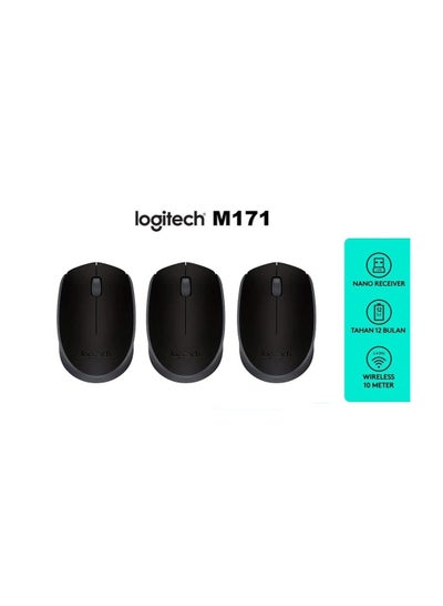 اشتري M171 Reliable Wireless Connectivity Mouse 2.4 GHz Bundle of 3 black في مصر