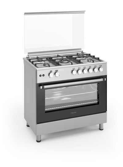 Buy Bompani 90x60cm 5-Burner Cooking Range with Mechanical Timer, Gas Oven, Grill, FFD, Full-Safety, Automatic Ignition - One Year Manufacturer Warranty BO693YAL Silver in UAE