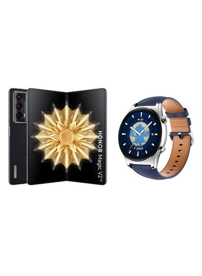 اشتري Magic V2 Dual SIM Black PU 16GB RAM 512GB 5G - Middle East Version With GS 3 Watch في الامارات