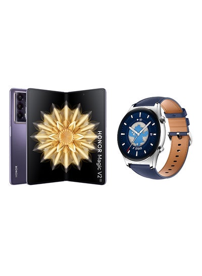 اشتري Magic V2 Dual SIM Purple Glass 16GB RAM 512GB 5G - Middle East Version With GS 3 Watch في السعودية