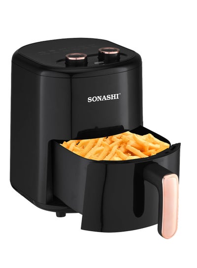 Buy 4L Air Fryer with Temperature Control 80-200°C|Healthy & Oil-Free Cooking| Auto Cook Menu Function with 2 Temperature Control Knobs| High-speed Air Circulation Technology with Overheat Protection 4 L 1200 W SAF-320N Black in UAE