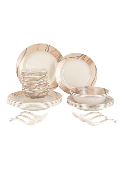 Buy Royalford 32Pc Melamine Dinner Set ,break resistant ,freezer safe and Top Rack Dishwasher Safe Beige & Brown in Saudi Arabia