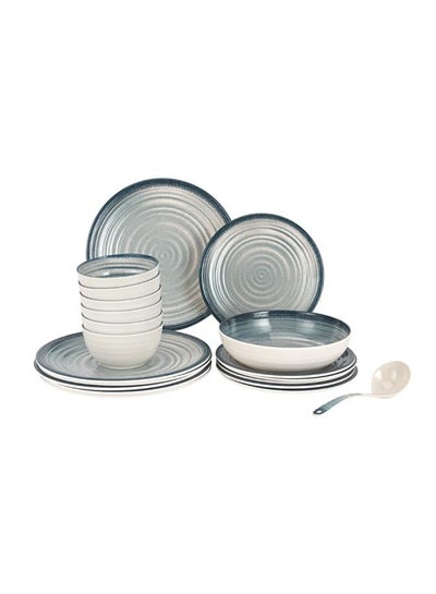 Buy Royalford  20Pc Melamine Dinner Set  break resistant ,freezer safe and Top Rack Dishwasher Safe white and blue in Saudi Arabia