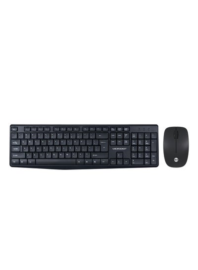 Buy Wireless Keyboard and Mouse Combo, Slim Full-Size 2.4Ghz Wireless Keyboard with 1600 DPI Ambidextrous Mouse, Nano USB Receiver, Quiet Keys, Angled Kickstand Black in Saudi Arabia