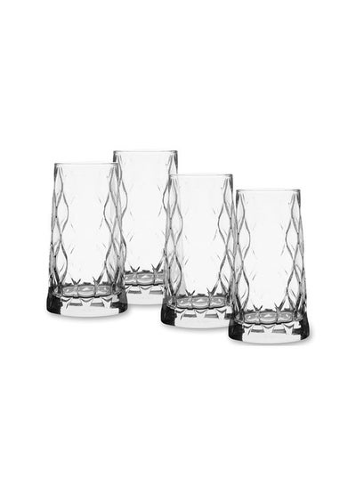 Buy 4 Pieces Leafy Long Drink Set Clear in Egypt