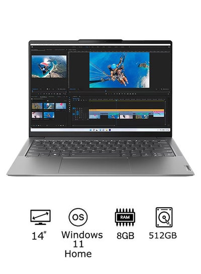 Buy Yoga Slim 6 14IAP8 (2022) Ultrabook 14-Inch Display, Core i5-1240P Processor/8GB RAM/512GB SSD/Intel Iris Xe Graphics/Windows 11 Home English/Arabic Storm Grey in UAE