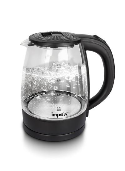 اشتري Electric Glass Kettle, High Boron Glass, 360°C Rotatable Base, Triple Thermostat ,Working Indicate - 1.8 L 1500 W Steamer 1805 Black في السعودية