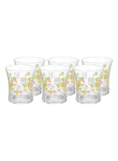 Buy Azur Old Fashioned Glass Engraved 6 Pcs Multicolour in Egypt