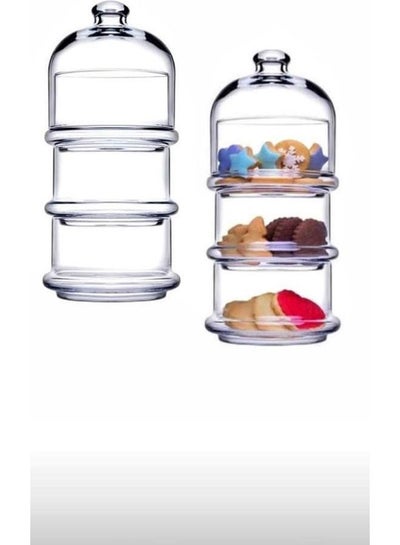 Buy Bonbonniere With Lid 3 Levels Clear 29x26cm in Egypt