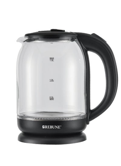 اشتري Glass Electric Kettle 1.8 L 1500 W RE-1-136 Black في السعودية