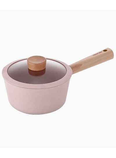 اشتري Blossom Sauce Pan With Glass Lid Size Sandy Pink Beige 18cm في الامارات