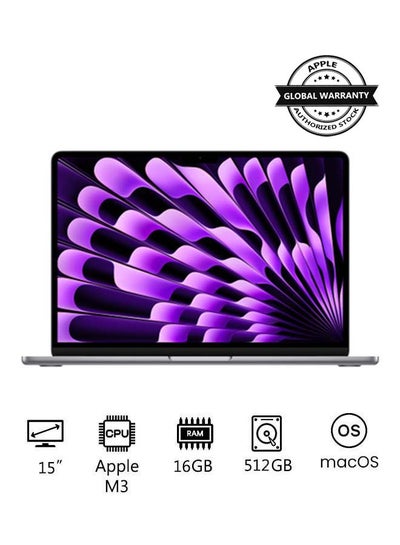 اشتري New 2024 MacBook Air 15-inch Display, Apple M3 Chip 8-Core CPU 10-Core GPU Processor/16GB RAM/512GB SSD/Intel UHD Graphics English Space Grey في الامارات