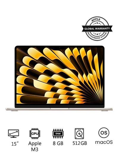 Buy New 2024 MacBook Air MRYT3 15-inch Display, Apple M3 Chip 8-Core CPU 10-Core GPU Processor/8GB RAM/512GB SSD/Intel UHD Graphics English Starlight in UAE