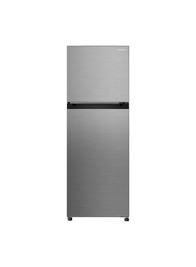 Buy 330L Gross, Net 240L, Top Mount Double Door Refrigerator, No Frost Fridge Freezer, High Power, , Tempered Glass Shelves HRTN5255MFXAE Brilliant Silver in UAE