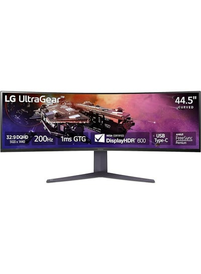 اشتري Ultragear Curved Gaming Monitor (45GR75DC-B) 45-inch, Dual QHD 1ms, 200Hz, 32:9, VESA DisplayHDR 600 with DCI-P3 95%, AMD FreeSync Premium Pro, Enhanced Gaming GUI, DTS HP:X, 3-Way Adjustable Stand Black في السعودية