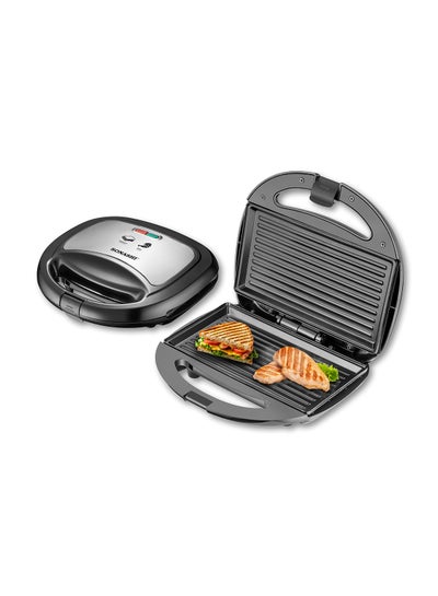 اشتري 2 Slice Grill Maker – Non-Stick, Stainless Steel Sandwich Maker with Handle Locking System, Indicator Light, Overheat Protection 750 W SGT-883 Black/Silver في الامارات